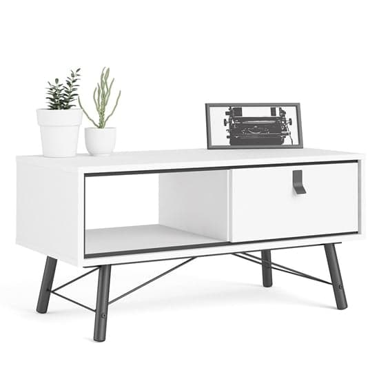 Rynok Wooden Coffee table In Matt White With 1 Drawer_2