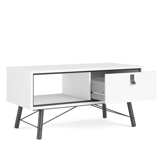 Rynok Wooden Coffee table In Matt White With 1 Drawer_4