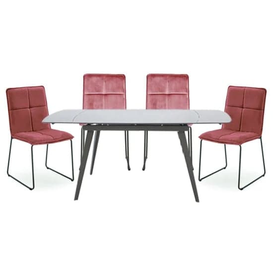 Sabine Cappuccino Extending Dining Table 4 Sorani Blush Chairs_1