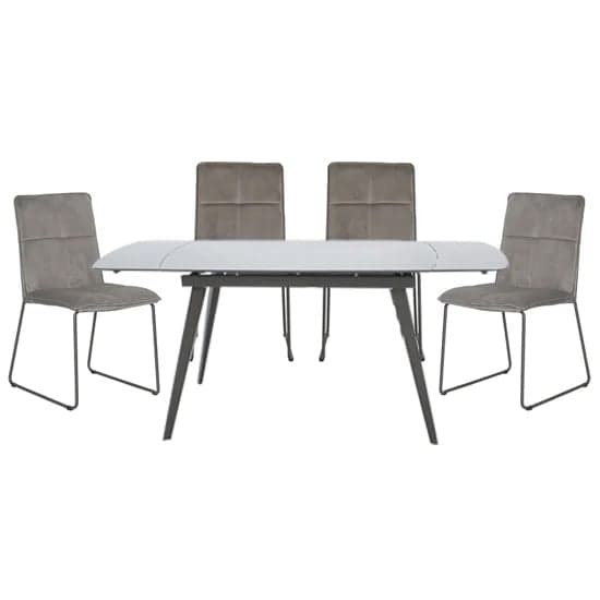 Sabine Cappuccino Extending Dining Table 4 Sorani Mink Chairs_1