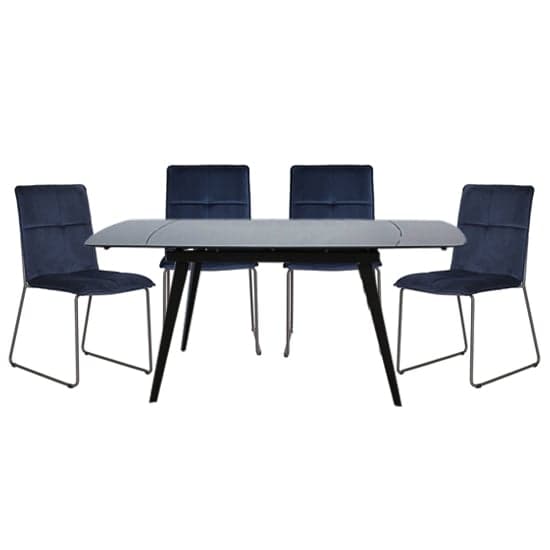 Sabine Grey Extending Dining Table 4 Sorani Blue Chairs_1