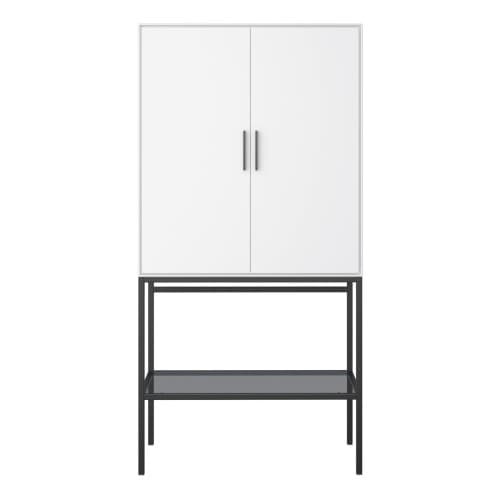 Sabiti Wooden Sideboard Tall With 2 Doors In Pure White_2