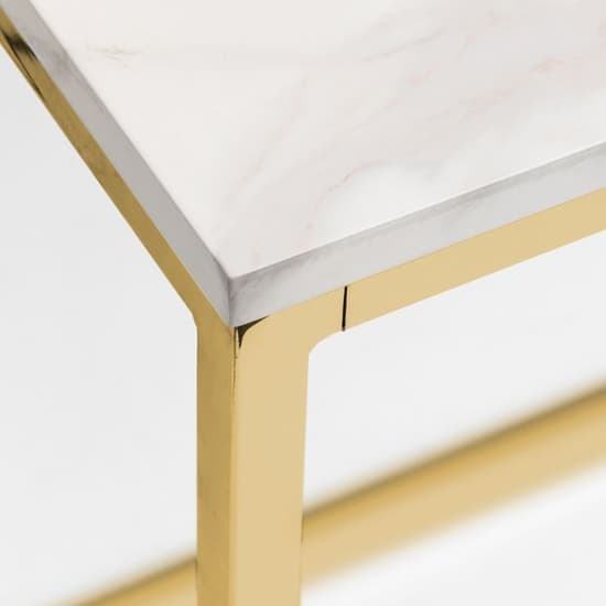Sable Wooden Dining Table In White Marble Effect With Gold Legs_3