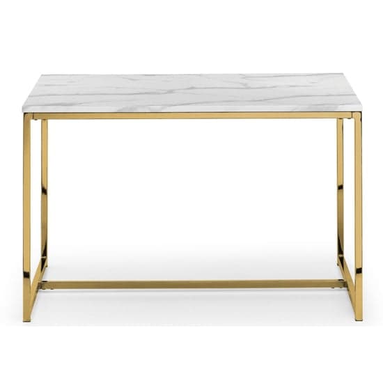 Sable Wooden Dining Table In White Marble Effect With Gold Legs_1