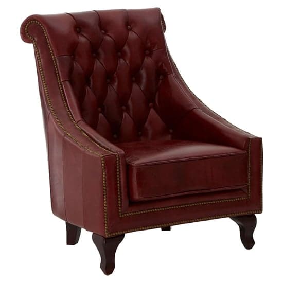 Sadalmelik Genuine Leather Armchair In Red_2
