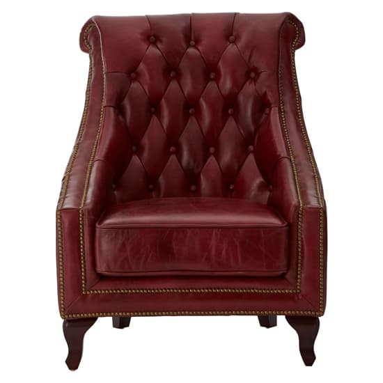 Sadalmelik Genuine Leather Armchair In Red_3