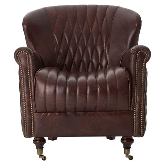 Sadalmelik Upholstered Genuine Leather Armchair In Brown_2