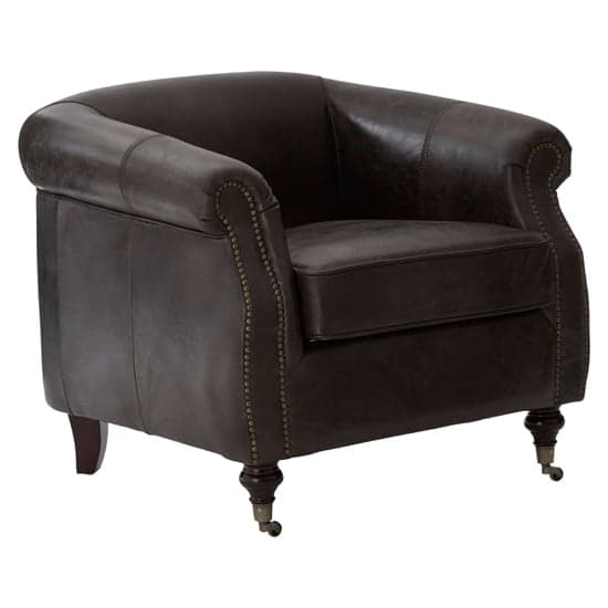 Sadalmelik Upholstered Genuine Leather Armchair In Grey_2