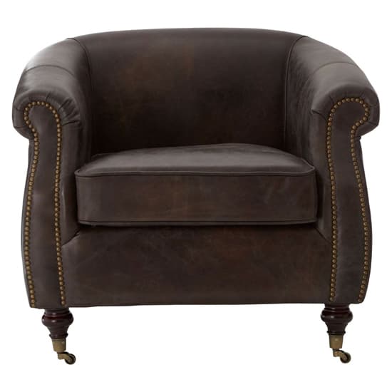 Sadalmelik Upholstered Genuine Leather Armchair In Grey_3