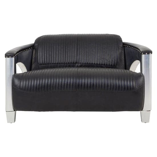 Sadalmelik Upholstered Leather 2 Seater Sofa In Black_2