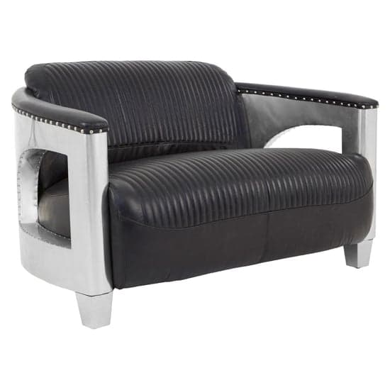 Sadalmelik Upholstered Leather 2 Seater Sofa In Black_1