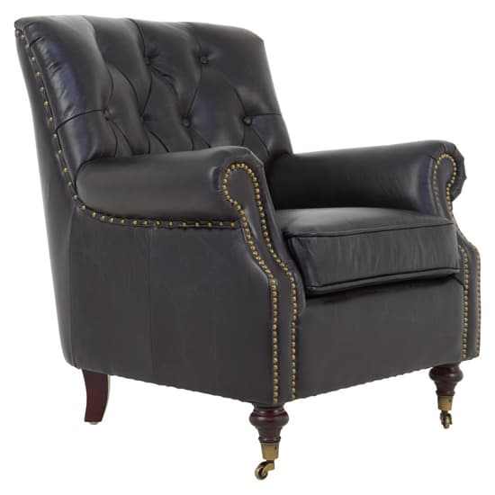 Sadalmelik Upholstered Leather Armchair In Black_2