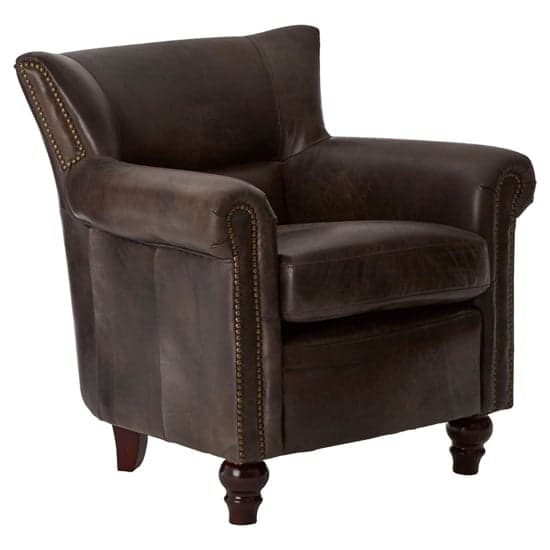 Sadalmelik Upholstered Leather Scroll Armchair In Dark Grey