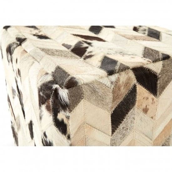 Safire Leather Patchwork Pouffe In Black And White_3