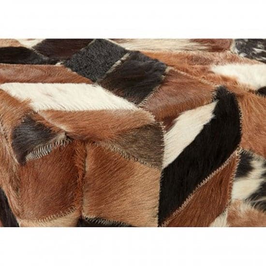 Safire Leather Patchwork Pouffe In Brown And Black_3