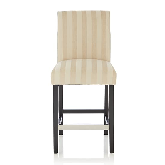 Saftill Cream Fabric Fixed Bar Stools With Black Legs In Pair