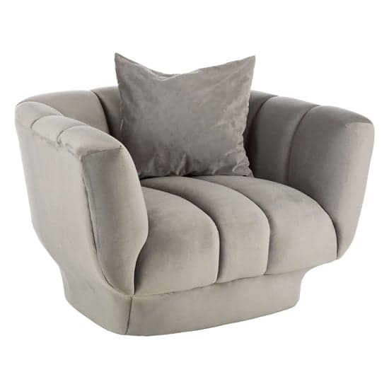 Sagarmatha Upholstered Velvet Armchair In Light Grey_2