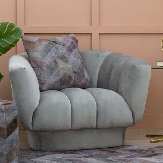 Sagarmatha Upholstered Velvet Armchair In Light Grey_1