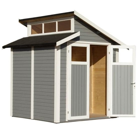 Saham Wooden 7x7 Shed In Painted Light Grey_3