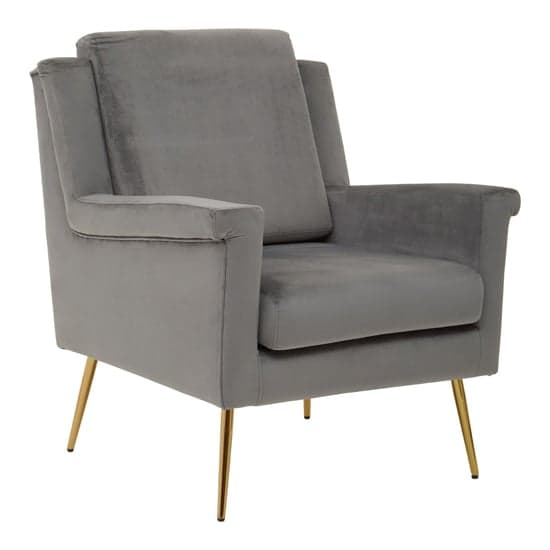 Salami Velvet Upholstered Armchair In Grey_2