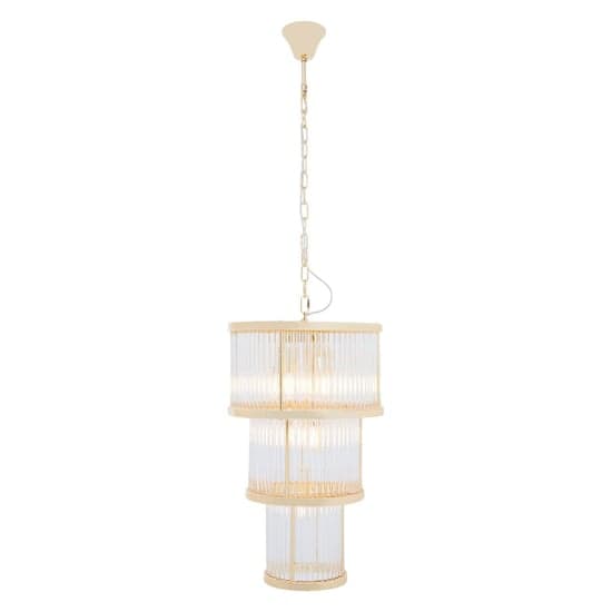 Salas Small Ribbed Pattern 3 Tier Chandelier Light In Gold_1