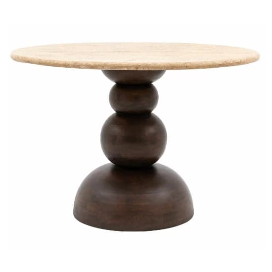 Salerno Marble Top Dining Table Round With Dark Wood Base_4