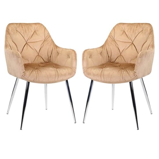 Salford Champagne Velvet Dining Chairs In Pair_1