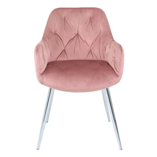 Salford Rose Pink Velvet Dining Chairs In Pair Furniture in Fashion