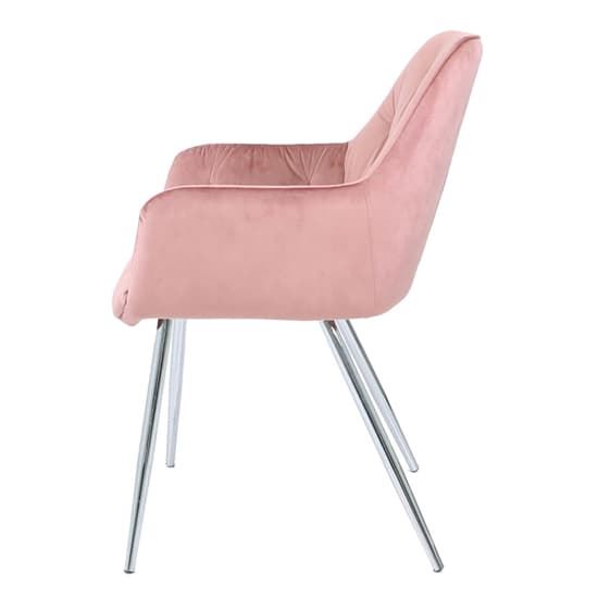Salford Rose Pink Velvet Dining Chairs In Pair Furniture in Fashion