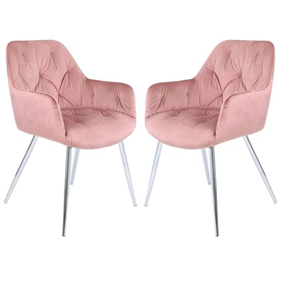 Salford Rose Pink Velvet Dining Chairs In Pair Furniture in Fashion