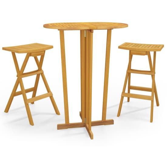 Salisbury Solid Wood Teak 3 Piece Folding Bar Set In Natural