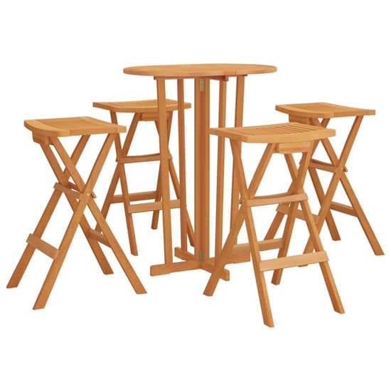 Salisbury Solid Wood Teak 5 Piece Folding Bar Set In Natural