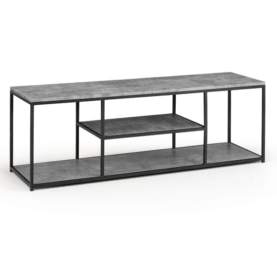 Salome Wooden TV Stand With Shelves In Concrete Effect_2