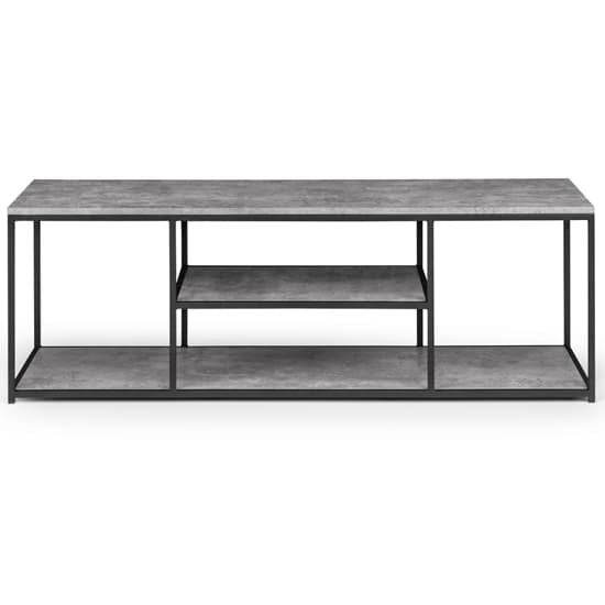 Salome Wooden TV Stand With Shelves In Concrete Effect_3