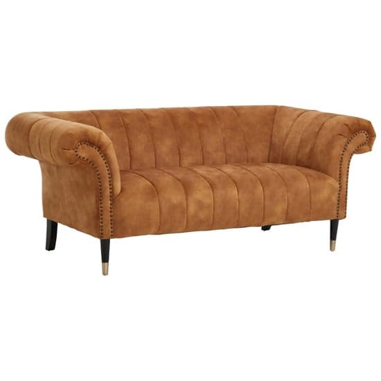 Salta Velvet 2 Seater Sofa In Gold With Pointed Legs_2