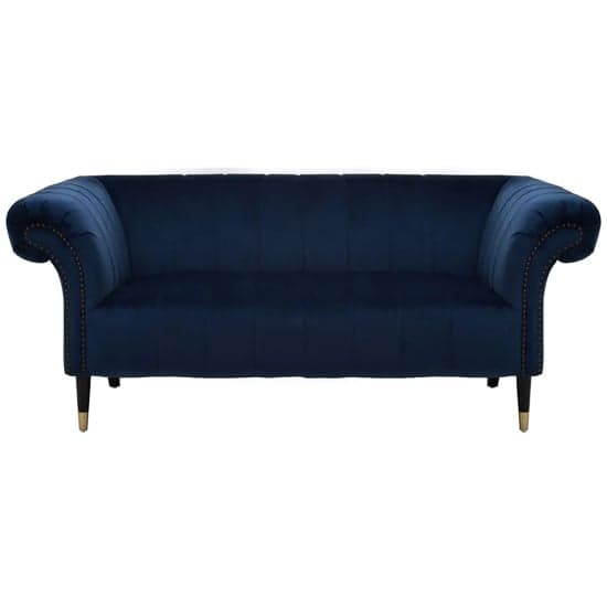 Salta Velvet 2 Seater Sofa In Midnight Blue With Pointed Legs_1