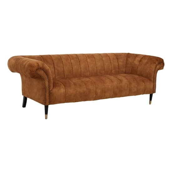 Salta Velvet 3 Seater Sofa In Gold With Pointed Legs_2