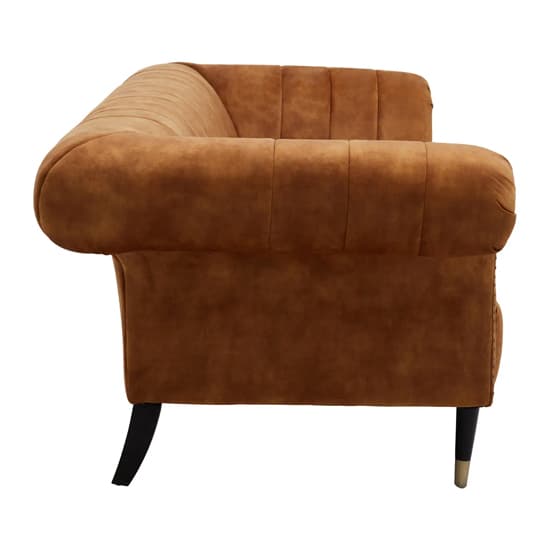 Salta Velvet 3 Seater Sofa In Gold With Pointed Legs_3