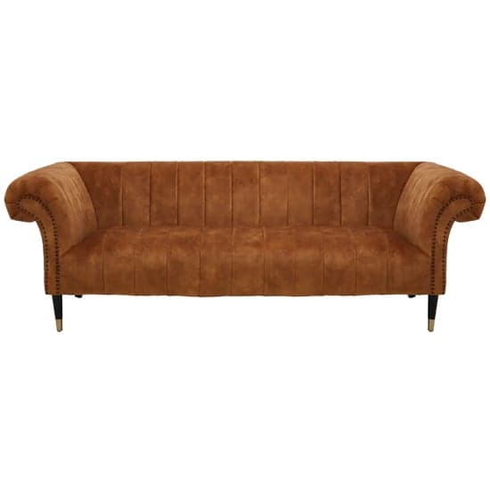 Salta Velvet 3 Seater Sofa In Gold With Pointed Legs_1