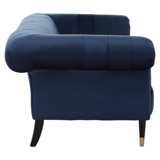 Salta Velvet 3 Seater Sofa In Midnight Blue With Pointed Legs_3