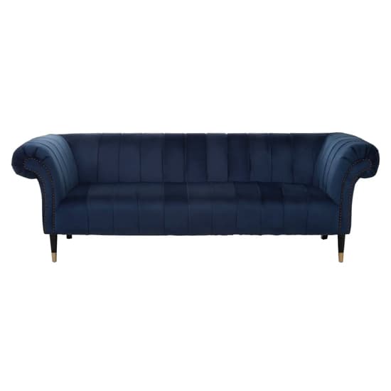 Salta Velvet 3 Seater Sofa In Midnight Blue With Pointed Legs_1
