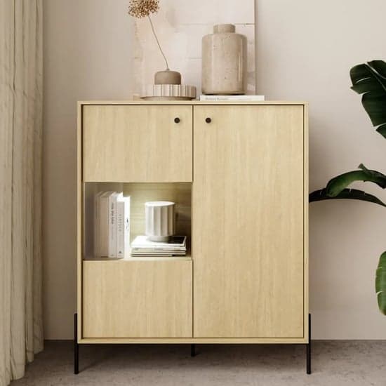 Salta Wooden Display Cabinet With 2 Doors In Salta Oak With LED_1