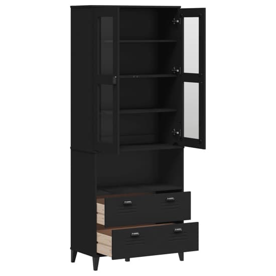 Widnes Wooden Display With 2 Drawers In Black Furniture in