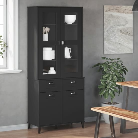 Widnes Wooden Display With 4 Doors In Black Furniture in Fashion