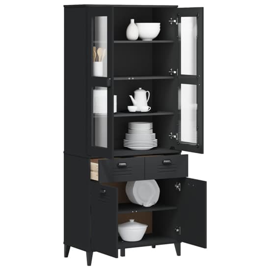 Widnes Wooden Display With 4 Doors In Black Furniture in Fashion