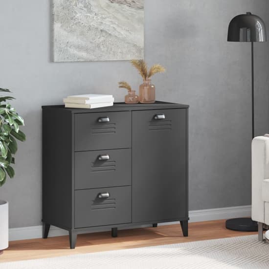 Widnes Wooden Sideboard With 3 Drawers In Anthracite Grey Furniture