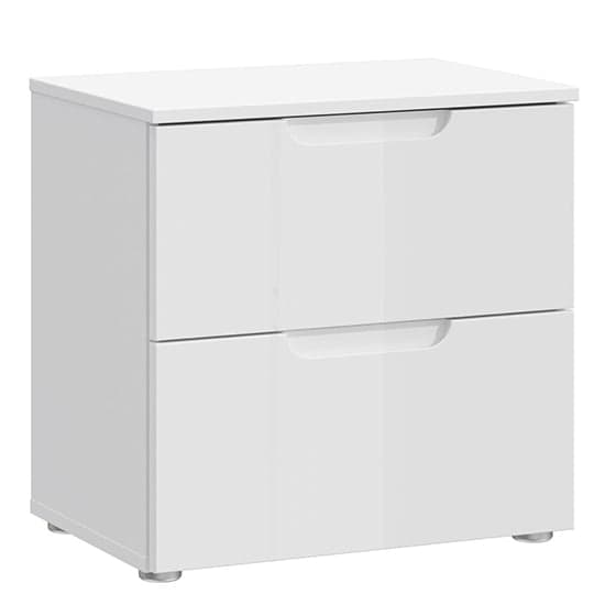 Salter High Gloss Bedside Cabinet 2 Drawers In White_2