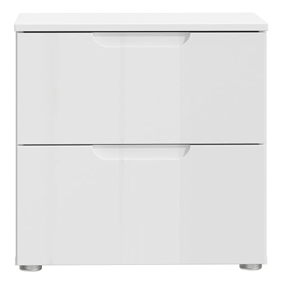 Salter High Gloss Bedside Cabinet 2 Drawers In White_3