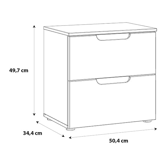 Salter High Gloss Bedside Cabinet 2 Drawers In White_6