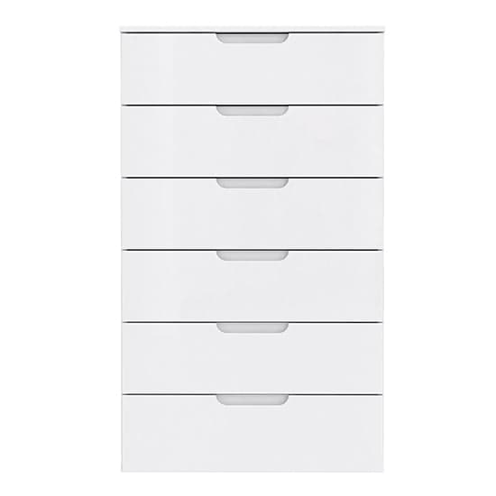 Salter High Gloss Chest Of 6 Drawers In White_2